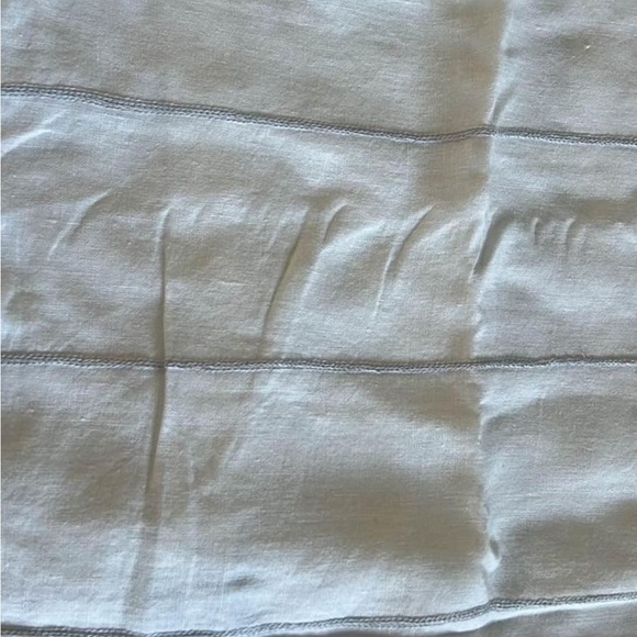 White with grey embroidered stripe linen euro shams. NWT Euro: 26"W x 26"L - Picture 4 of 4